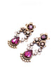 Pink crystal and gold flower vintage retro earrings