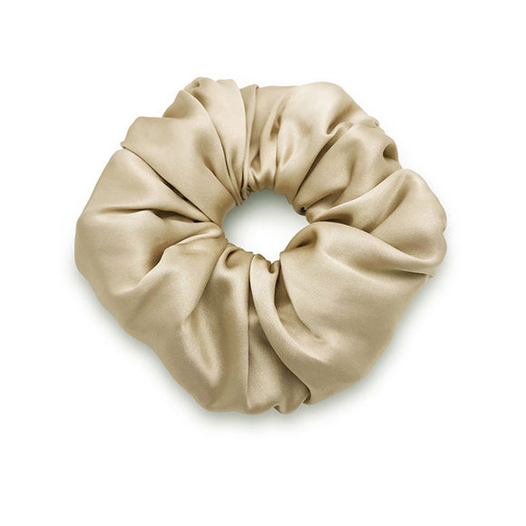 Oversized silk satin scrunchie in colour sand
