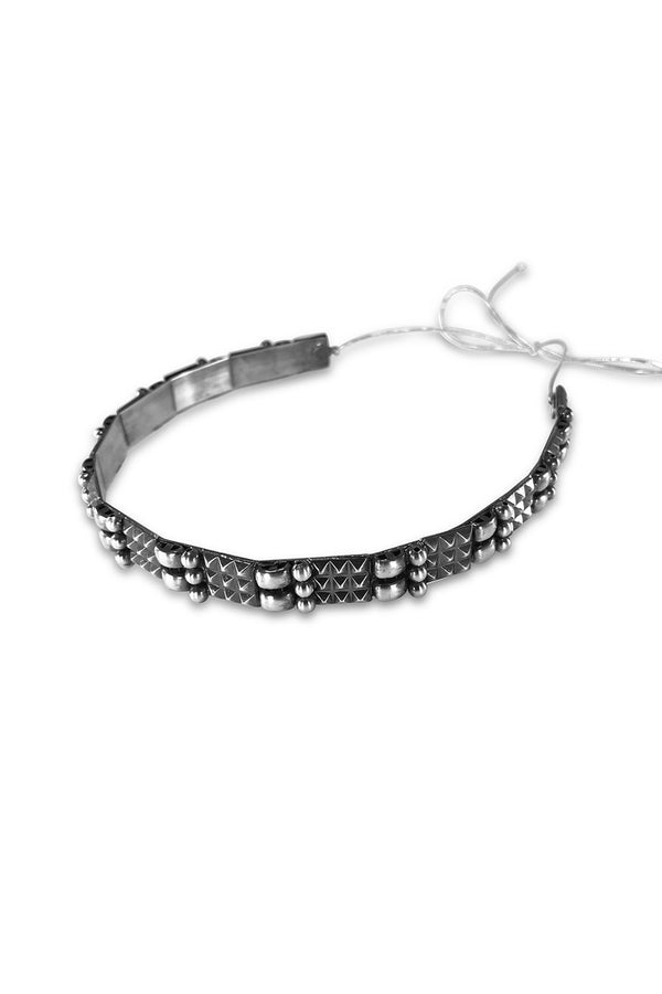 Modern oxidised silver headband