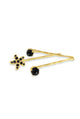3 gold bobby pins with Swarovski jet  black stones